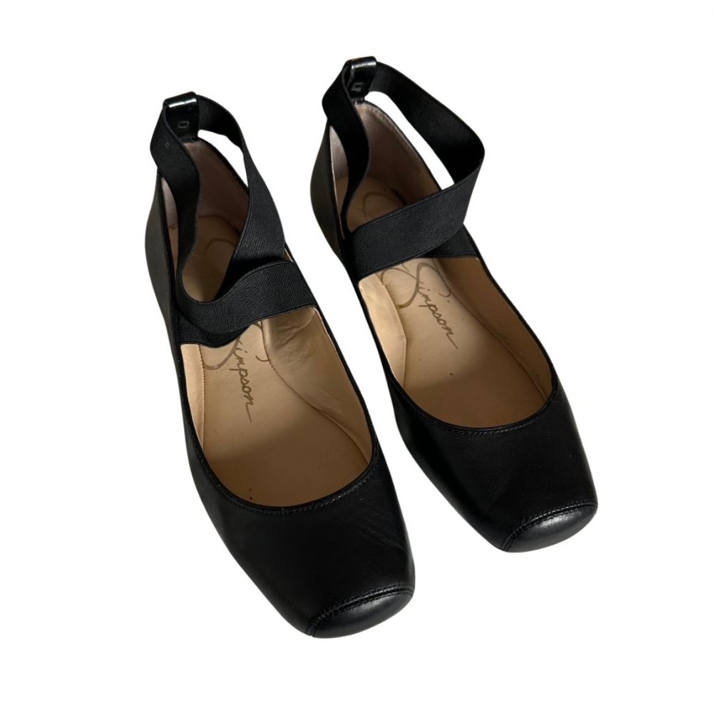 Ballet Flats - Size 8 - Jessica Simpson Leather Square-Toe Criss Cross Straps
